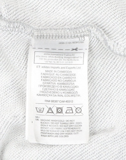 Adidas Womens Grey XS Pullover Hoodie Sweatshirt Logo Raglan