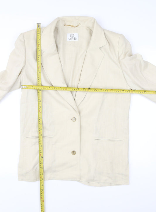 Viyella Women’s Beige Angora Blend Blazer Jacket UK 10 Classic Fit