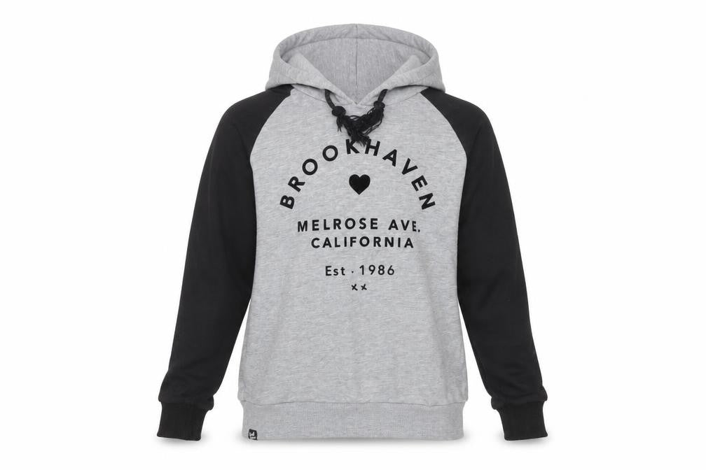 Brookhaven Womens Grey Black Hoodie Size 10 Pullover Logo Print