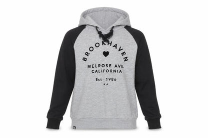 Brookhaven Womens Grey Black Hoodie Size 10 Pullover Logo Print