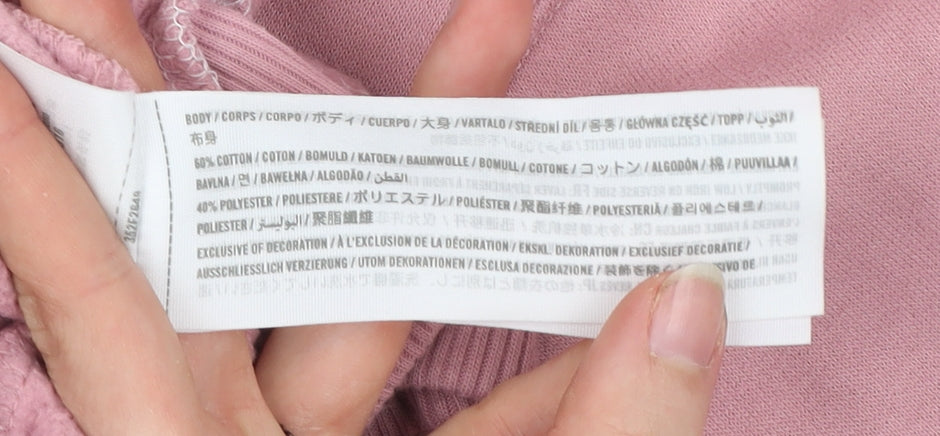 Hollister Womens Sweatshirt M Pink White Colourblock Crew Neck Pullover