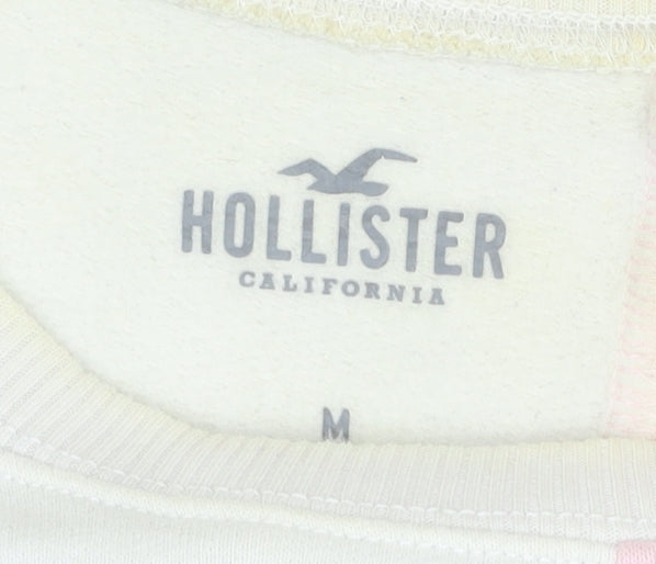 Hollister Womens Sweatshirt M Pink White Colourblock Crew Neck Pullover