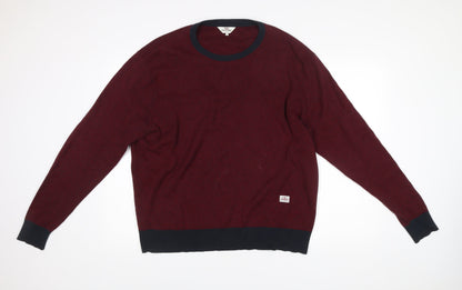 Ben Sherman Mens Red Cotton Crew Neck Pullover Jumper XL