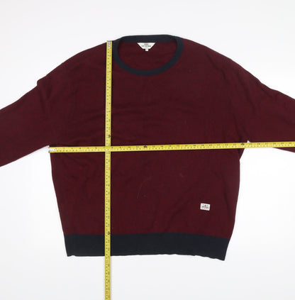 Ben Sherman Mens Red Cotton Crew Neck Pullover Jumper XL