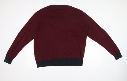 Ben Sherman Mens Red Cotton Crew Neck Pullover Jumper XL
