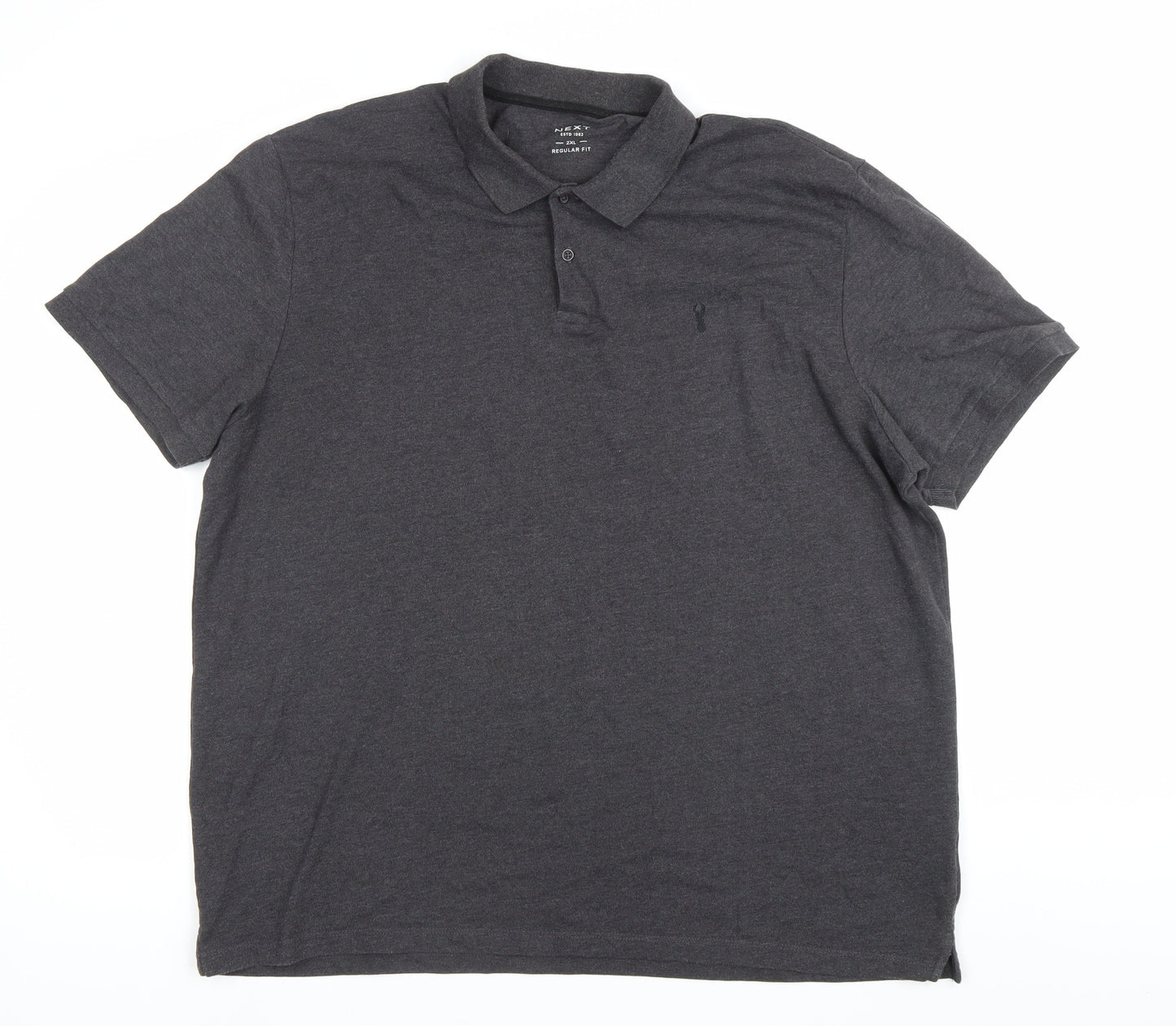 Next Men’s Grey Polo Shirt 2XL Regular Fit Cotton Blend