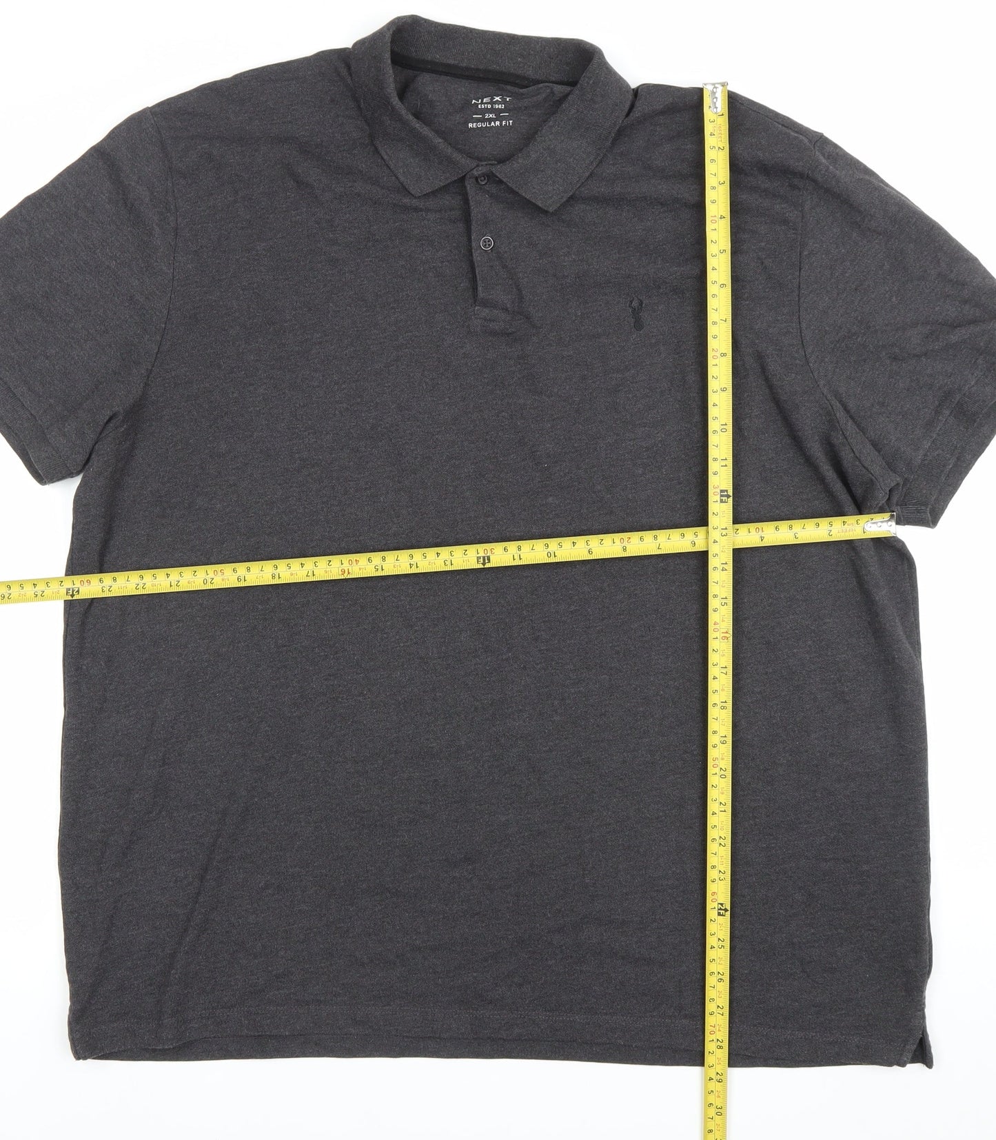 Next Men’s Grey Polo Shirt 2XL Regular Fit Cotton Blend
