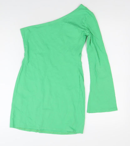 PrettyLittleThing Women’s Green Bodycon Party Dress Size 8 One Shoulder