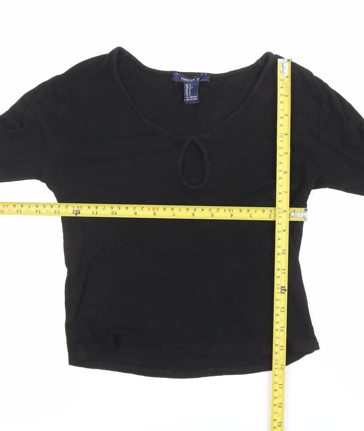 Womens UK Size S FOREVER 21 Black Basic T-Shirt