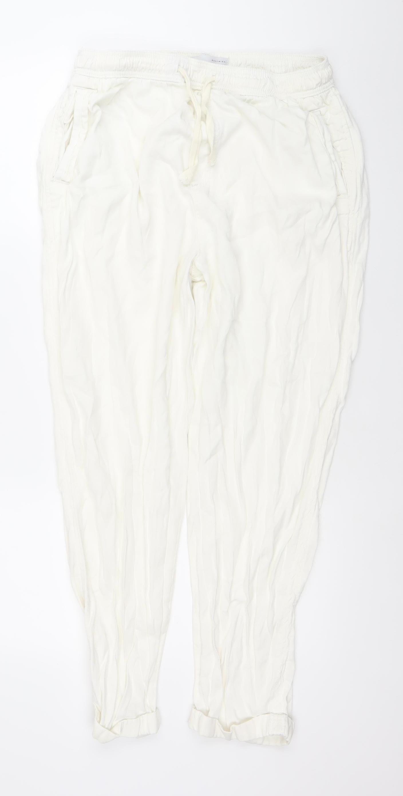 Primark Women Ivory Jogger Trousers Size M Elastic Waist Pockets