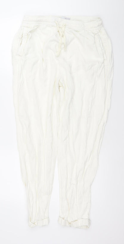 Primark Women Ivory Jogger Trousers Size M Elastic Waist Pockets