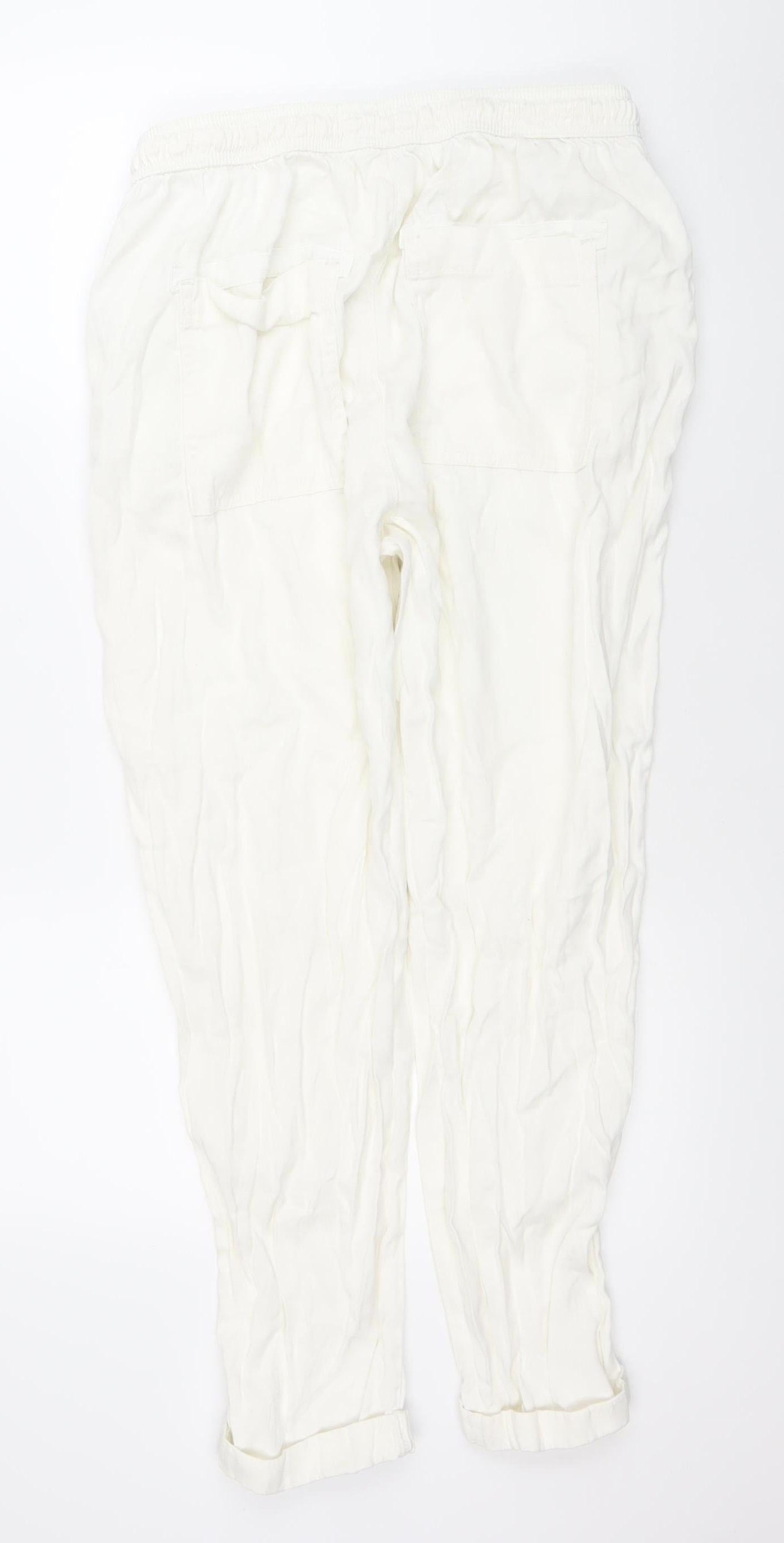 Primark Women Ivory Jogger Trousers Size M Elastic Waist Pockets