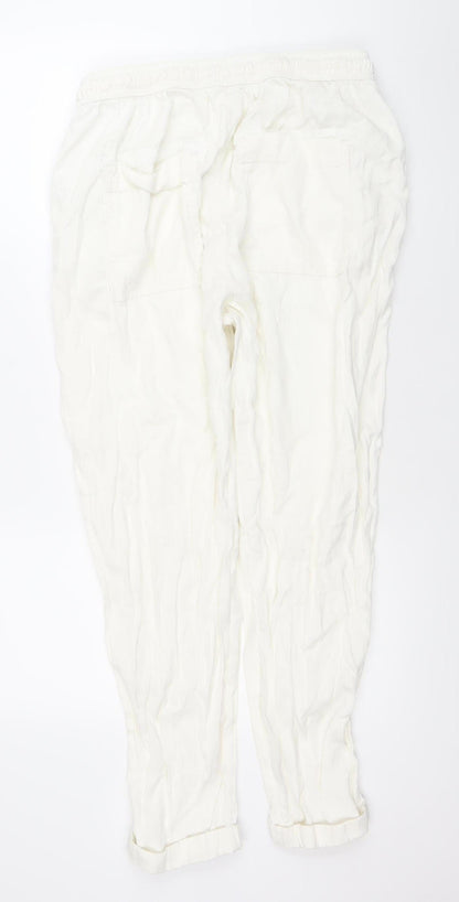 Primark Women Ivory Jogger Trousers Size M Elastic Waist Pockets