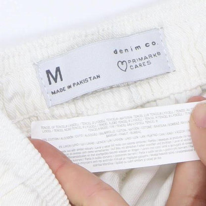 Primark Women Ivory Jogger Trousers Size M Elastic Waist Pockets