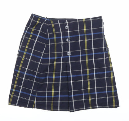 Marks and Spencer Women’s Blue Plaid Pleated Skirt UK12 Knee Length