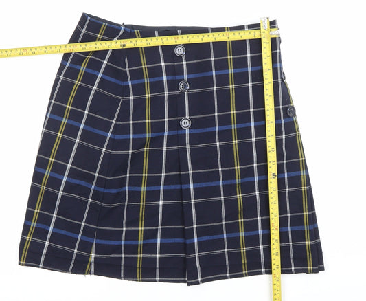 Marks and Spencer Women’s Blue Plaid Pleated Skirt UK12 Knee Length