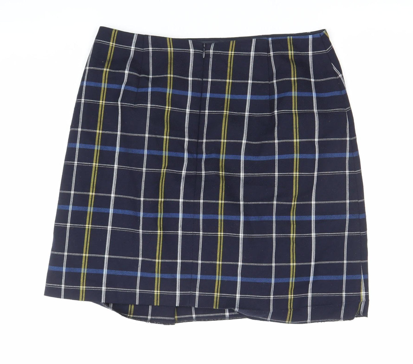Marks and Spencer Women’s Blue Plaid Pleated Skirt UK12 Knee Length