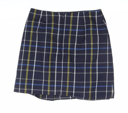 Marks and Spencer Women’s Blue Plaid Pleated Skirt UK12 Knee Length