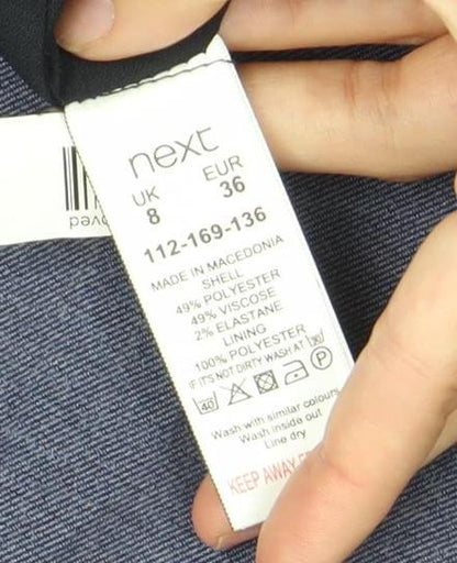 Next Women’s Blue Shift Dress UK 8 Knee Length Sleeveless V-Neck Workwear