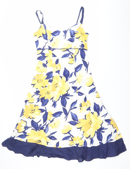Marks and Spencer Women’s Multicoloured Floral Slip Dress Size 10 Long Linen
