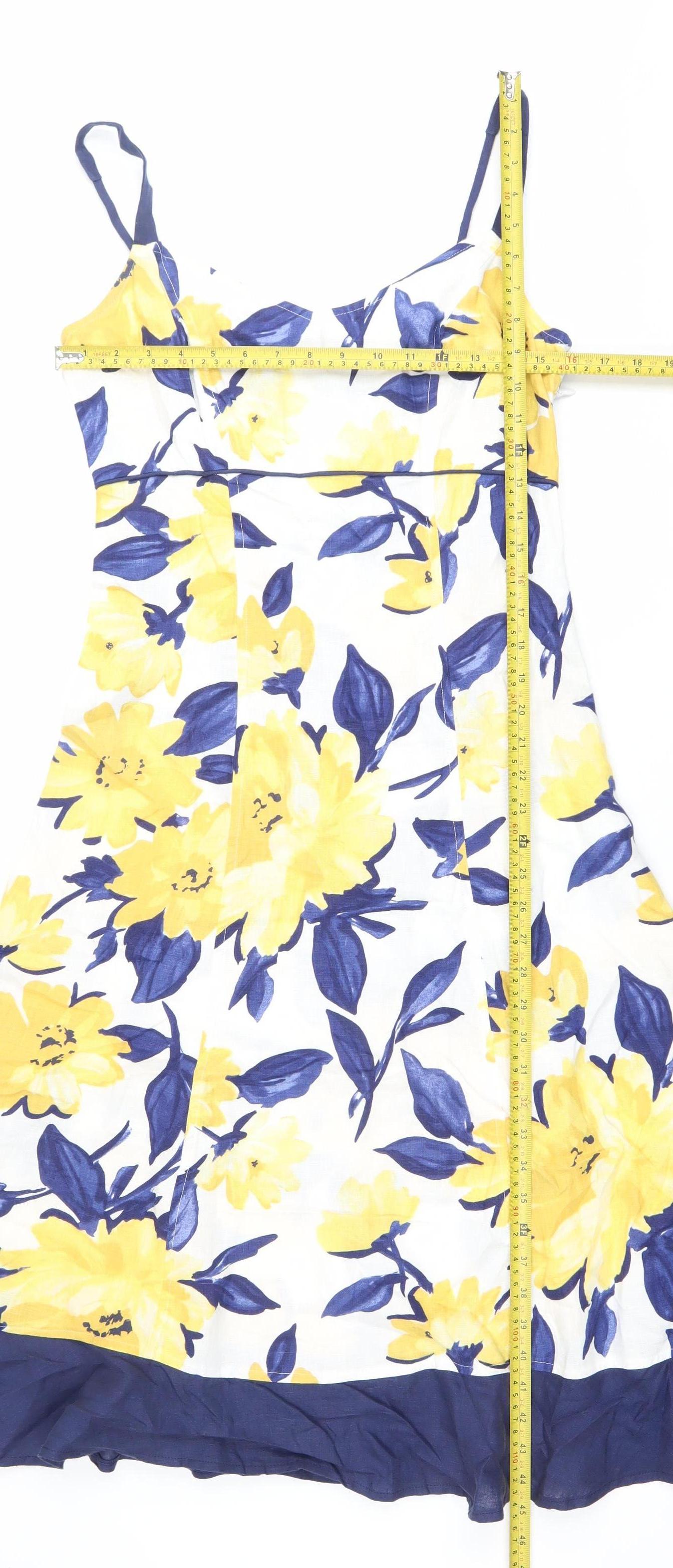 Marks and Spencer Women’s Multicoloured Floral Slip Dress Size 10 Long Linen