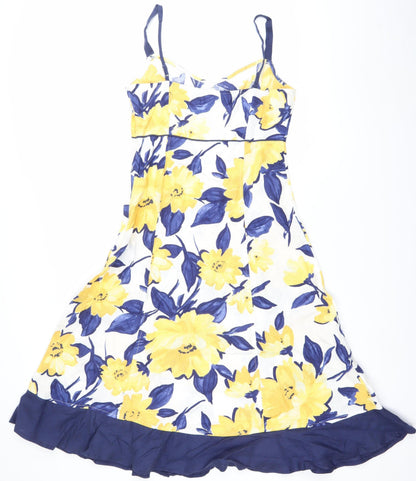 Marks and Spencer Women’s Multicoloured Floral Slip Dress Size 10 Long Linen