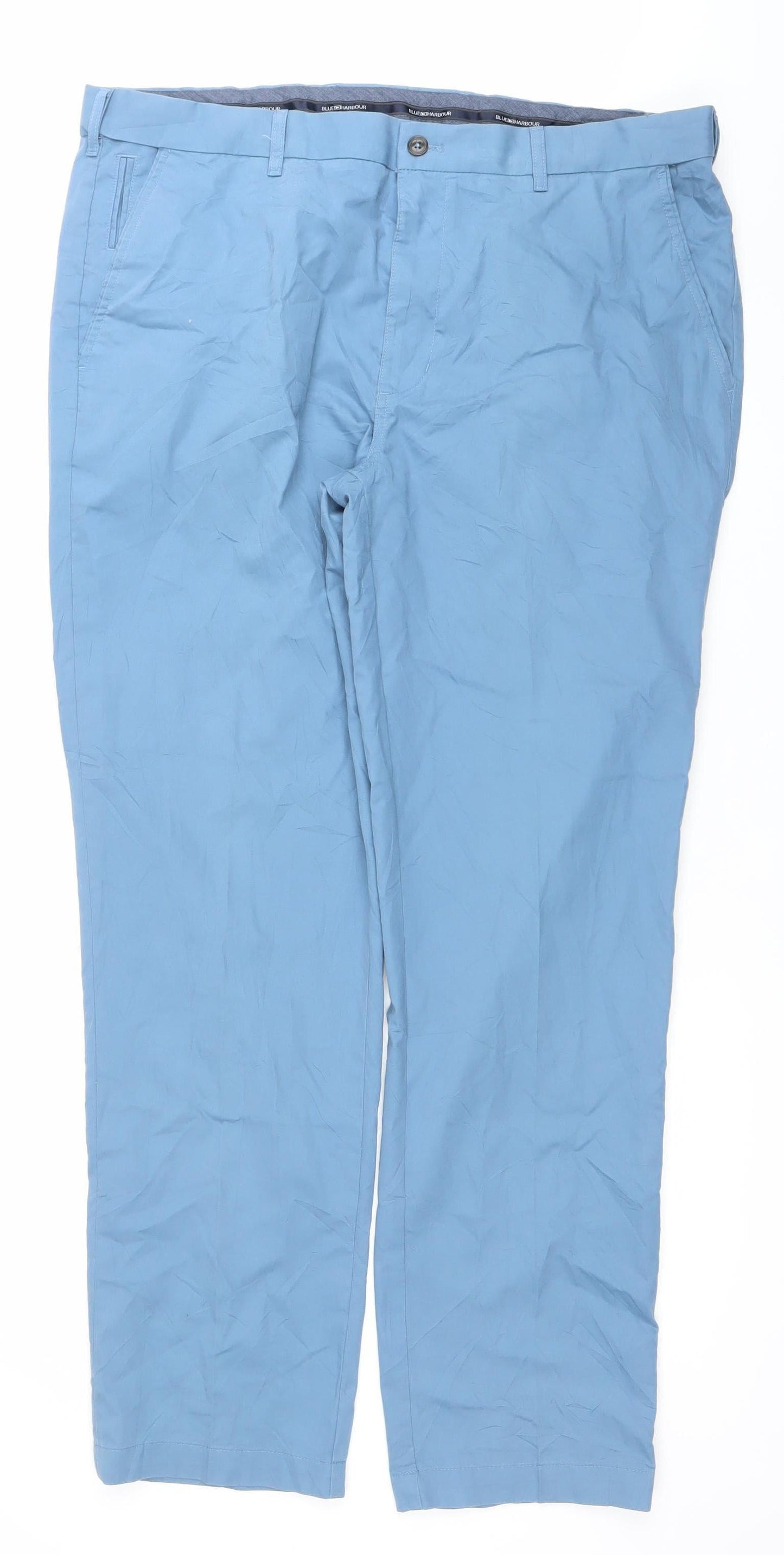 Marks and Spencer Men’s Blue 36L Chino Trousers Cotton Blend