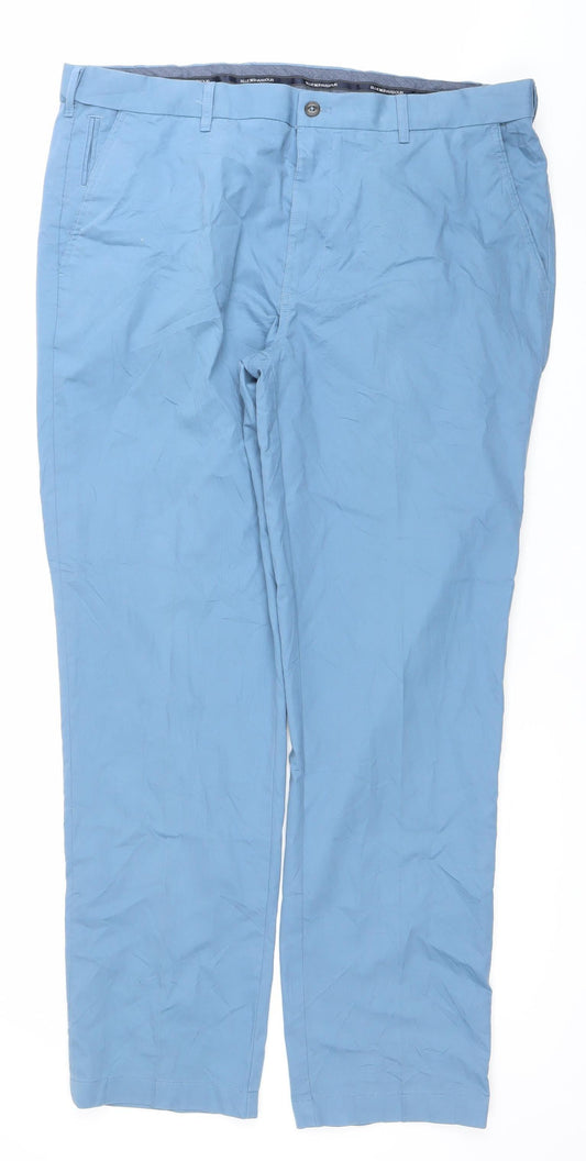 Marks and Spencer Men’s Blue 36L Chino Trousers Cotton Blend