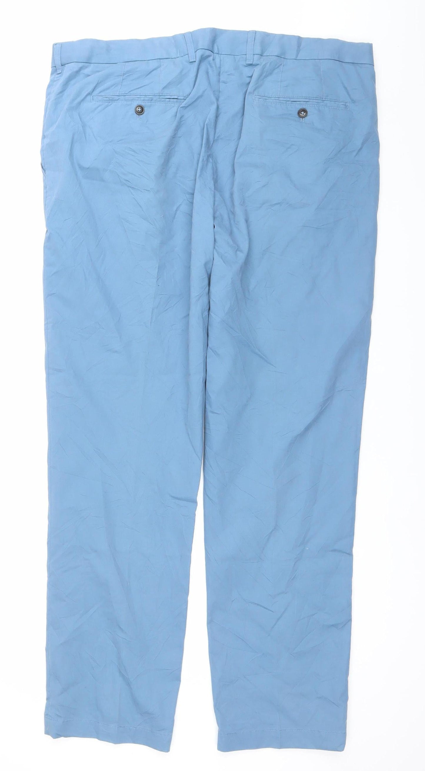 Marks and Spencer Men’s Blue 36L Chino Trousers Cotton Blend