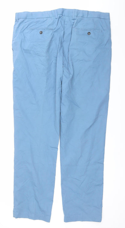 Marks and Spencer Men’s Blue 36L Chino Trousers Cotton Blend