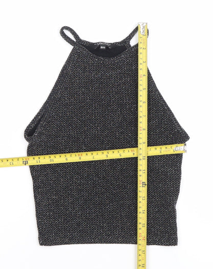 New Look Teens Black Glitter Halter Camisole Tank Top Size 10