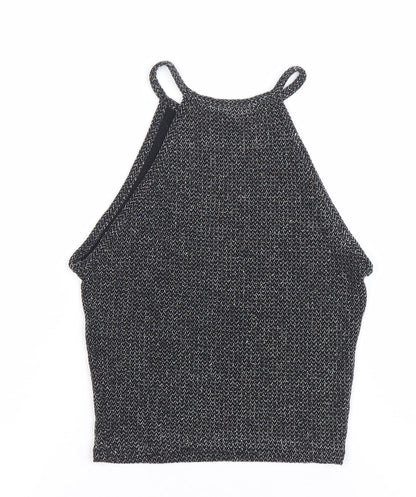 New Look Teens Black Glitter Halter Camisole Tank Top Size 10