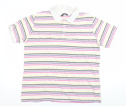 Urban Spirit Mens Multicoloured Striped Polo Shirt L Cotton