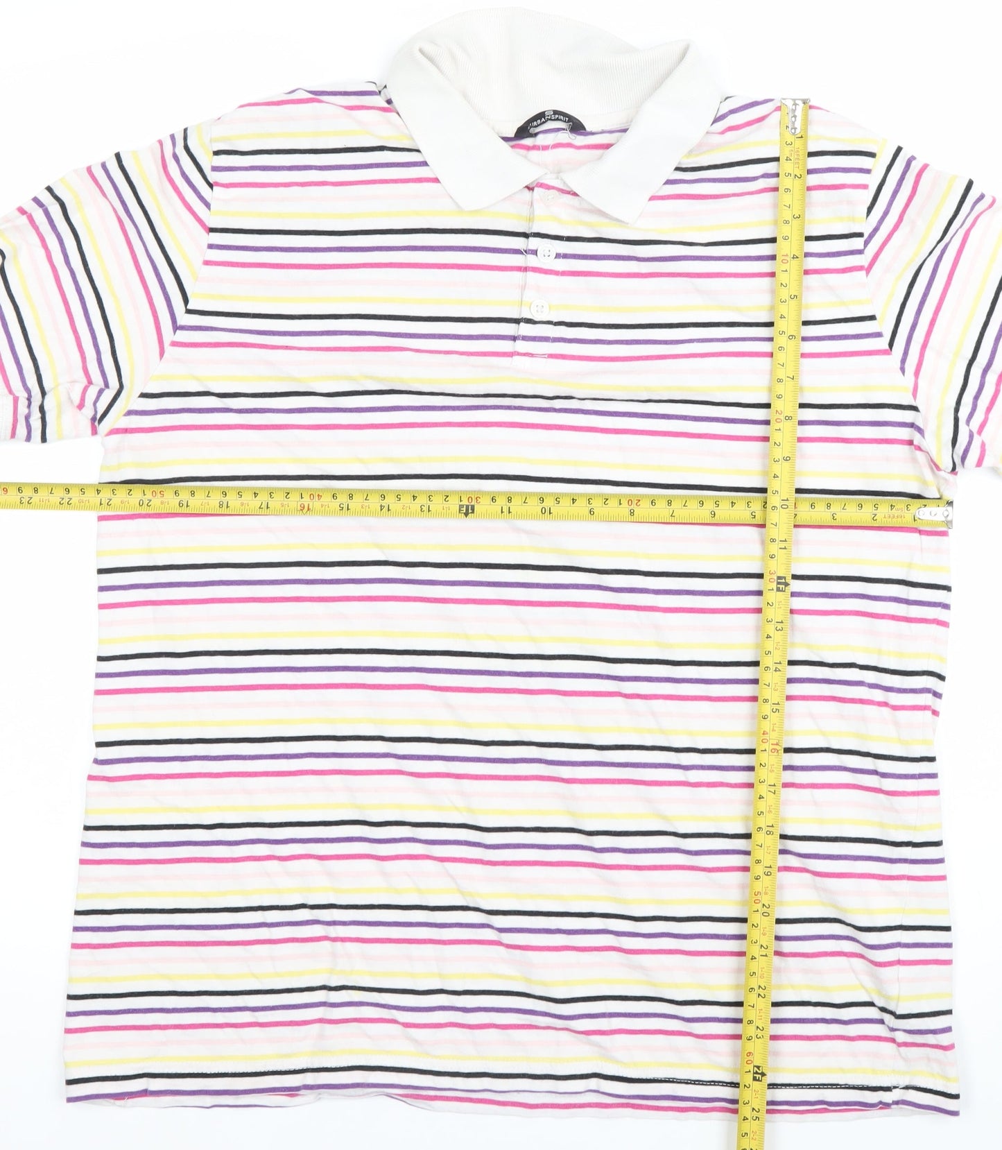 Urban Spirit Mens Multicoloured Striped Polo Shirt L Cotton