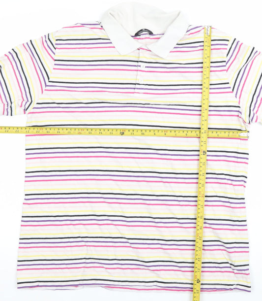 Urban Spirit Mens Multicoloured Striped Polo Shirt L Cotton