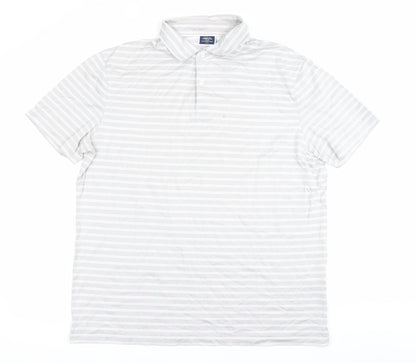 Charles Tyrwhitt Men's Grey Striped Polo Shirt Size L Cotton