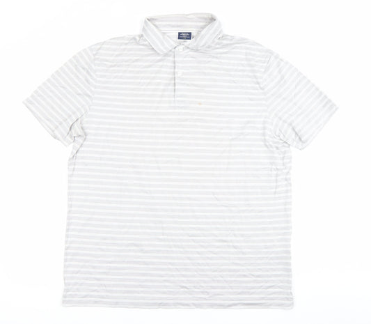 Charles Tyrwhitt Men's Grey Striped Polo Shirt Size L Cotton