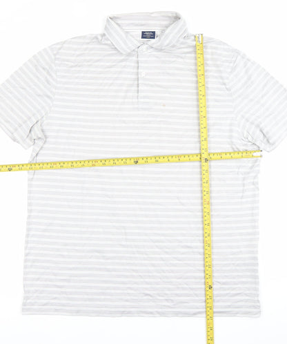 Charles Tyrwhitt Men's Grey Striped Polo Shirt Size L Cotton