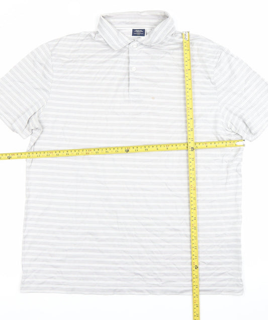 Charles Tyrwhitt Men's Grey Striped Polo Shirt Size L Cotton