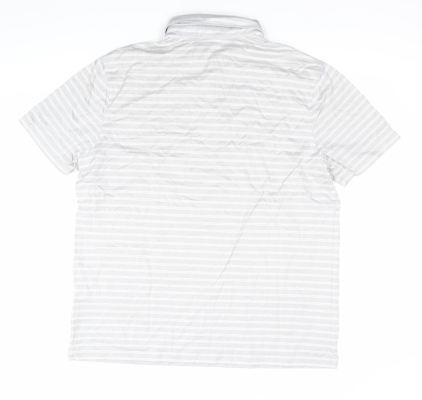 Charles Tyrwhitt Men's Grey Striped Polo Shirt Size L Cotton