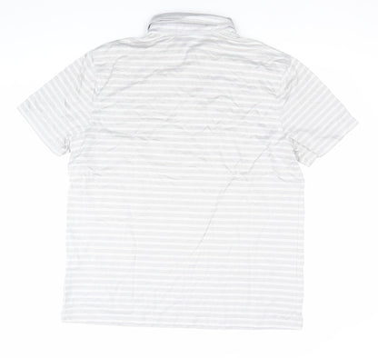 Charles Tyrwhitt Men's Grey Striped Polo Shirt Size L Cotton