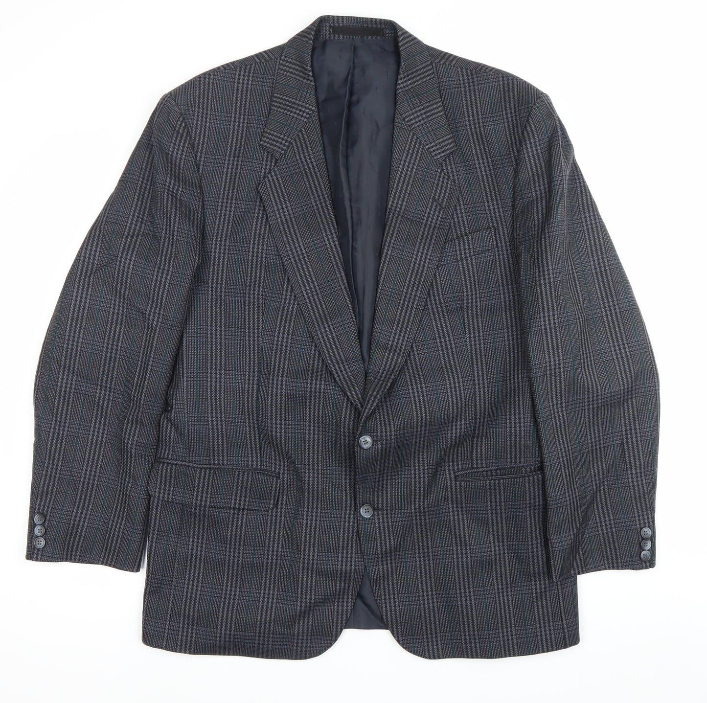 The British Tailor Men's Grey Check Wool Blazer Jacket 44R