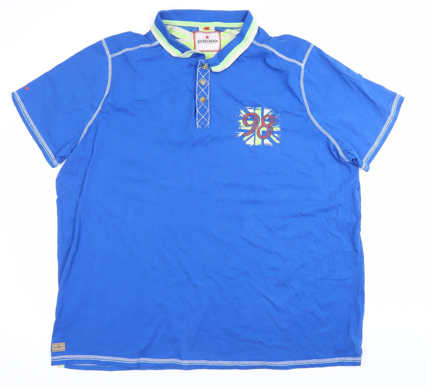 Joe Browns Men’s Blue Polo Shirt 3XL Regular Fit Cotton Embroidered
