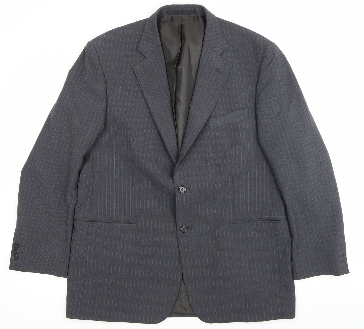 Marks and Spencer Men Grey Pinstripe 42 Chest Notch Lapel Blazer