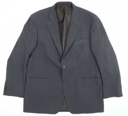 Marks and Spencer Men Grey Pinstripe 42 Chest Notch Lapel Blazer