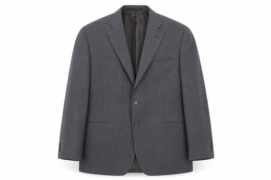 Marks and Spencer Men Grey Pinstripe 42 Chest Notch Lapel Blazer