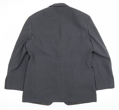Marks and Spencer Men Grey Pinstripe 42 Chest Notch Lapel Blazer
