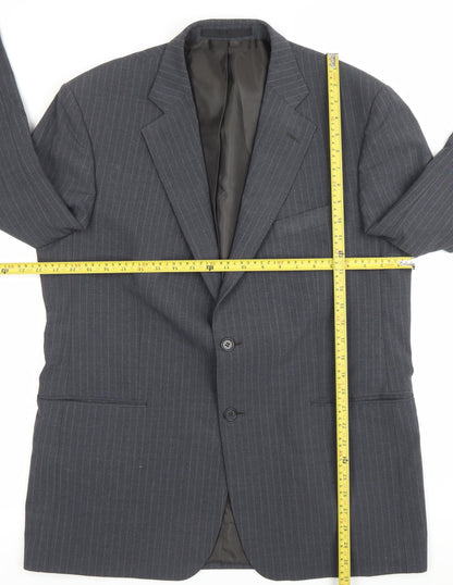 Marks and Spencer Men Grey Pinstripe 42 Chest Notch Lapel Blazer