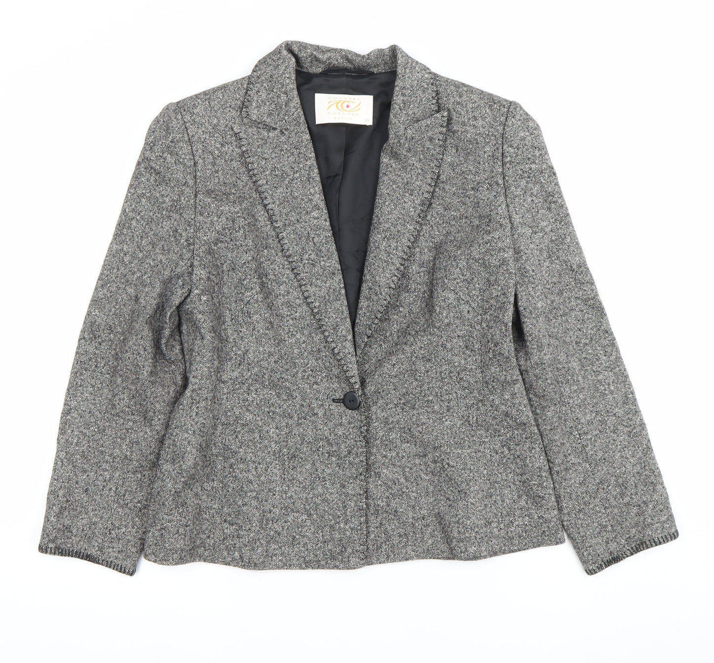 Country Casuals Women’s Grey Petite Wool Silk Blend Blazer Jacket Size 10