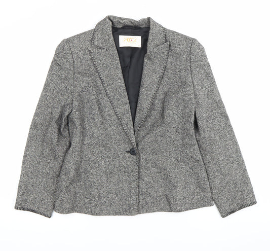 Country Casuals Women’s Grey Petite Wool Silk Blend Blazer Jacket Size 10